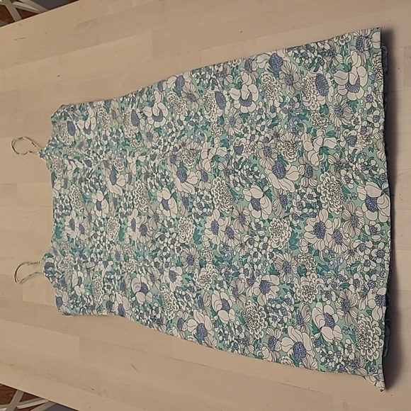 LIKE NEW Tibi Blue, Green, and White Floral Print Mod Spagetti Strapped Dress - Picture 1 of 16